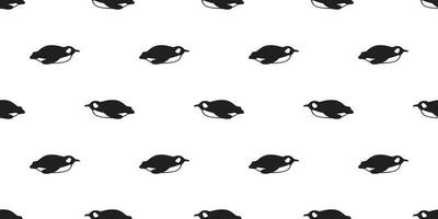 pinguino senza soluzione di continuità modello vettore pesce salmone uccello cartone animato piastrella sfondo sciarpa isolato ripetere sfondo illustrazione scarabocchio