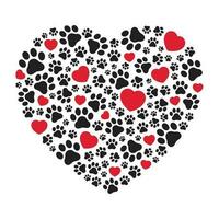 cane zampa vettore cuore icona San Valentino logo simbolo francese bulldog animale domestico cartone animato illustrazione semplice grafico