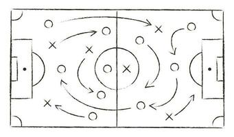 calcio strategia campo mano disegnare stile vettore
