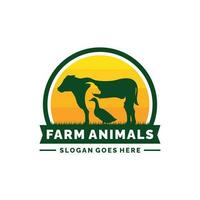 azienda agricola animali logo design vettore. bestiame logo vettore