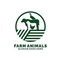 azienda agricola animali logo design vettore. bestiame logo vettore