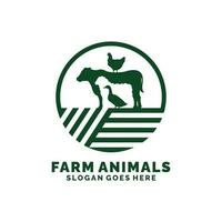 azienda agricola animali logo design vettore. bestiame logo vettore