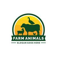 azienda agricola animali logo design vettore. bestiame logo vettore