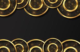 sfondo astratto di lusso con forma di cerchio d'oro e particelle di glitter dorati vettore