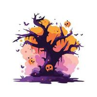 mano disegnato Halloween albero nel piatto stile vettore