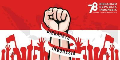 17 agosto. Indonesia contento indipendenza giorno striscione, saluto carta, sfondo vettore. dirgahayu republik Indonesia vettore