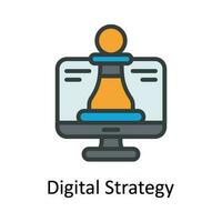 digitale strategia vettore riempire schema icona design illustrazione. digitale marketing simbolo su bianca sfondo eps 10 file