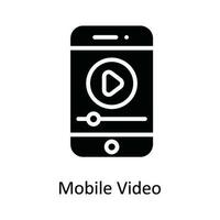 mobile video vettore solido icona design illustrazione. multimedia simbolo su bianca sfondo eps 10 file