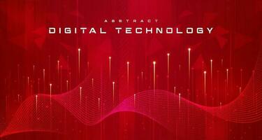 astratto digitale tecnologia futuristico rosso sfondo, informatica informazione dati scienza tecnologia, innovazione comunicazione futuro, ai grande dati, Internet Rete connessione, nube hi-tech illustrazione vettore