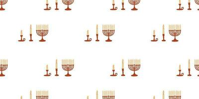 senza soluzione di continuità modello con un' candeliere con un' candela e un' hanukkah menorah vettore