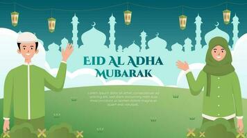 eid al adha orizzontale bandiera modello vettore