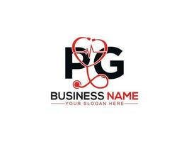 creativo pg cardiologia medici logo, monogramma battito cardiaco pg logo lettera design vettore