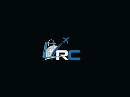 rc iniziale viaggio logo, creativo globale rc in viaggio logo lettera vettore