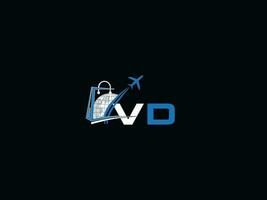 semplice aria vd viaggio logo icona, iniziale globale vd logo per viaggio agenzia vettore