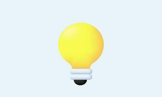 3d cartone animato minimo giallo leggero lampadina icona di moda moderno stile oggetto simboli isolato su sfondo vettore