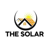 il solare sistema logo design con casa e solare pannello vettore