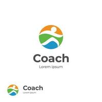 allenatore successo logo design per vita istruire logo, istruire sport logo design vettore modello