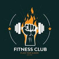 fitness club logo design mano Tenere manubrio vettore