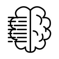 cervello umano con icona di stile di linea di linee di testo vettore