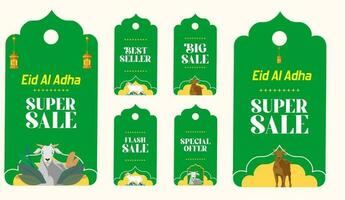 eid al adha capra bandiera design vettore illustrazione. islamico e Arabo sfondo per musulmano Comunità Festival. musulmano vacanza. cartone animato adatto per Ramadan, raya Hari, eid al adha e mawlid.