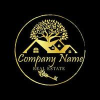agente immobiliare logo, oro vero tenuta logo, firma logo, Casa logo disegno, rosa oro logo vettore