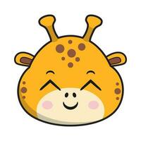 giraffa sorridente viso etichetta emoticon testa isolato vettore