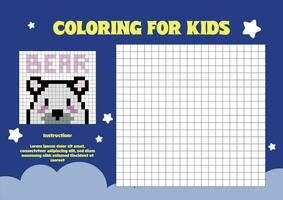 piatto design vettore bambini carino pixel colorazione pagina foglio di lavoro stampabile