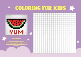 piatto design vettore bambini carino pixel colorazione pagina foglio di lavoro stampabile