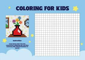 piatto design vettore bambini carino pixel colorazione pagina foglio di lavoro stampabile