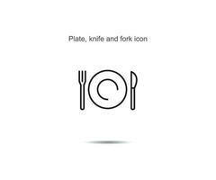 piatto, coltello e forchetta icona, vettore illustrazione