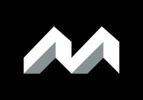 m logo 3d geometrico icona disegno, vettore illustrazione 3 minimalista