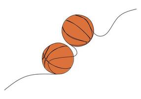 pallacanestro uno linea disegno continuo mano disegnato sport tema oggetto vettore