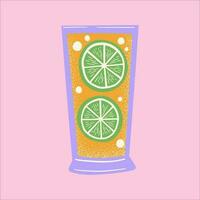 mano disegnato strutturato bicchiere con limonata vettore