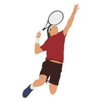tennis giocatore piatto cartone animato isolato bianca sfondo vettore