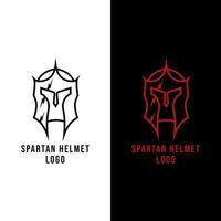 spartano cavaliere casco con cicatrice linea arte minimalista logo vettore