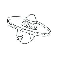 vettore illustrazione messicano nel sambrero nel scarabocchio stile