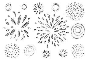 set di doodle starburst isolato su sfondo bianco disegnato a mano da sunburst. elementi di design. illustrazione vettoriale. vettore