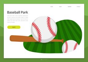 Pagina di atterraggio del kit Web di Baseball Park UI. Baseball Park. vettore