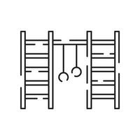 parco ragazzo terreno di gioco vettore linea icona. gradino e gomena bar su al di fuori cortile terra erba prato. a mano libera traversa retrò cartone animato scarabocchio silhouette grafico stile.
