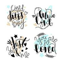 amore lettering citazioni. romantico san valentino giorno messaggi, manoscritto lettering romantico frasi. positivo amore citazione vettore illustrazione impostare.