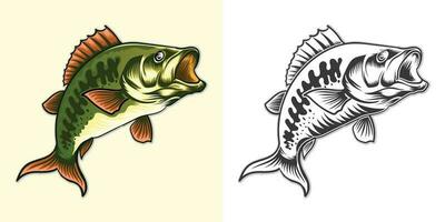 pesce colorato vettore illustrazione impostato nero e di Pentecoste disegno, salto stile a partire dal acqua .