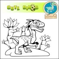 carino cartone animato preistorico dinosauro colorazione libro vettore