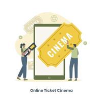 design piatto del concetto online del biglietto del cinema del cinema vettore