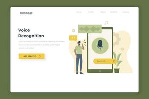 pagina di destinazione dell'illustrazione del riconoscimento vocale vettore