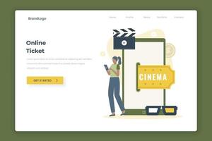 concetto di pagina di destinazione dell'illustrazione online del biglietto del cinema del cinema vettore