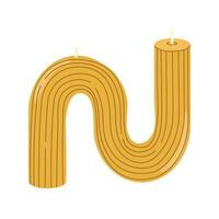 isolato cartone animato curvo giallo cera candela. moderno decorazione per casa interno, terme, relax. piatto vettore illustrazione su bianca sfondo