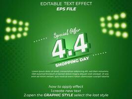 4.4 shopping giorno anniversario testo effetto, 3d testo, modificabile per commerciale promozione vettore