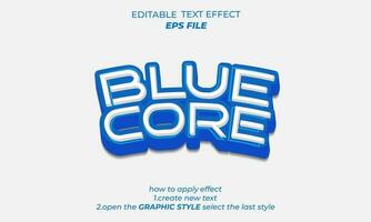 blu nucleo testo effetto, font modificabile, tipografia, 3d testo vettore