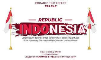 Indonesia 3d testo effetto, font modificabile, tipografia vettore