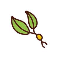foglie icona stile piatto ecologia vegetale vettore